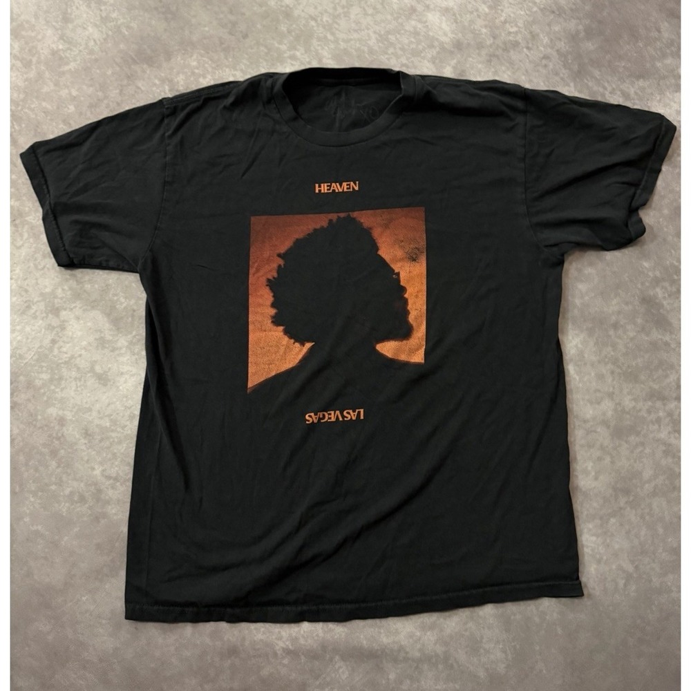 Men's The Weeknd XO HEAVEN Graphic Tee Black Cotton Crew Neck Short Sleeve L